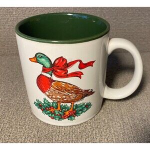 Vintage 1987 Potpourri Press Christmas Duck Print Marvelous Coffee Mug Cup